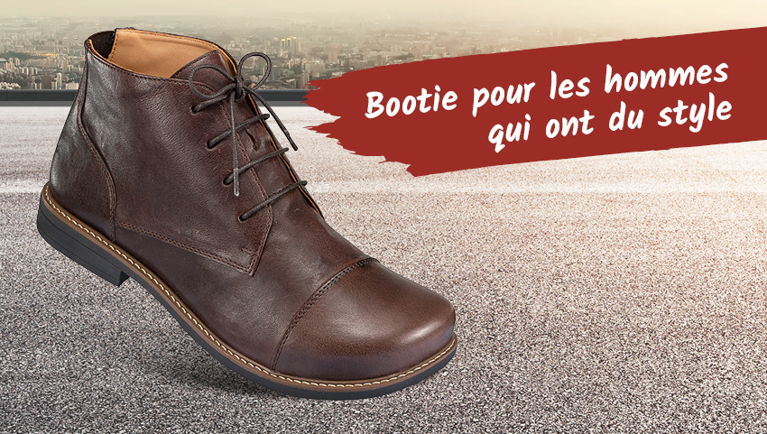 Bottine sport robuste en cuir co-nubuck tann  l'huile, rsistant aux intempries. Ajustement initial avec les lacets, s'enfile ensuite en tirant sur le zip!